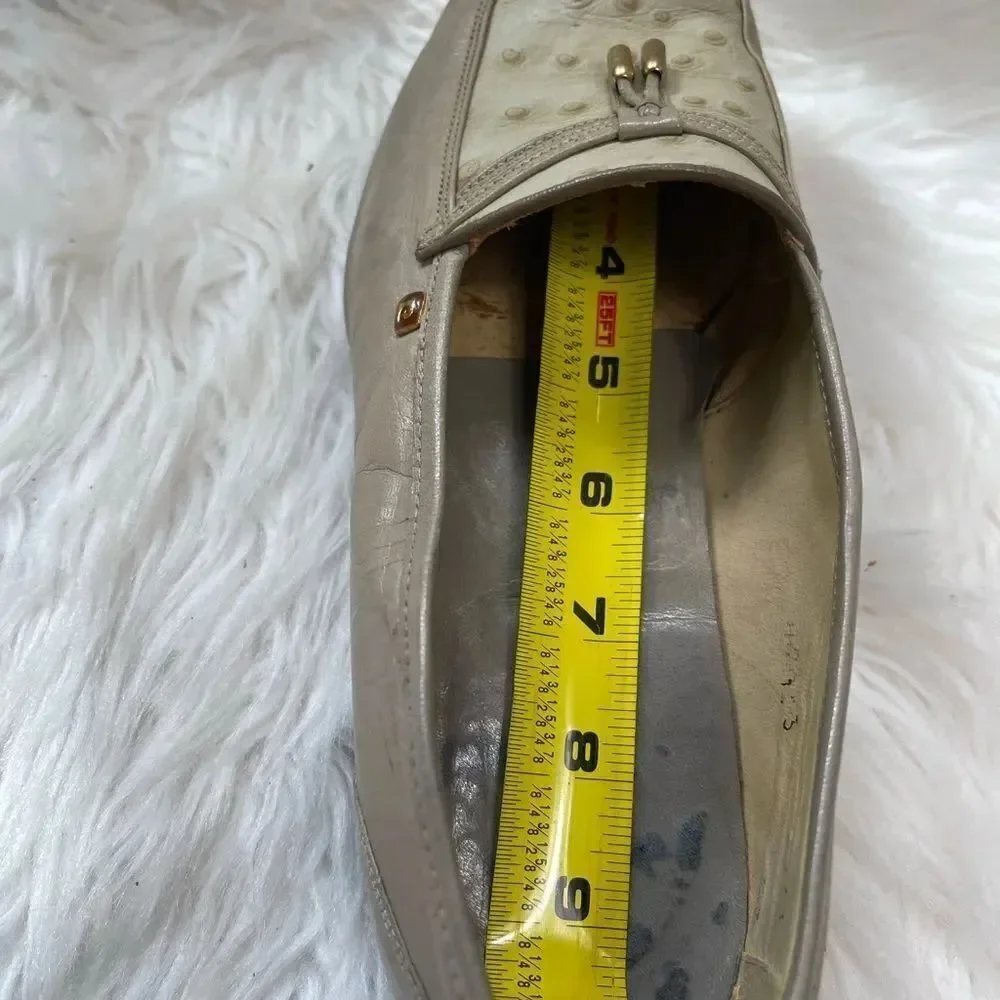 Pierre Cardin leather loafers Gray &light green texture upper tassel accent SZ10